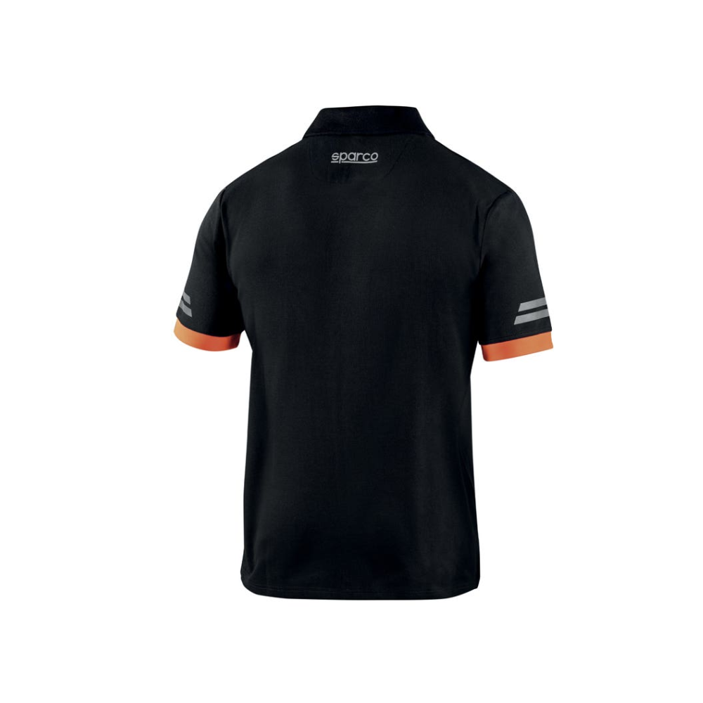 SPARCO POLO TECH TOLEDO C/ CUELLO PLOMO CON BORDES NARANJAS
