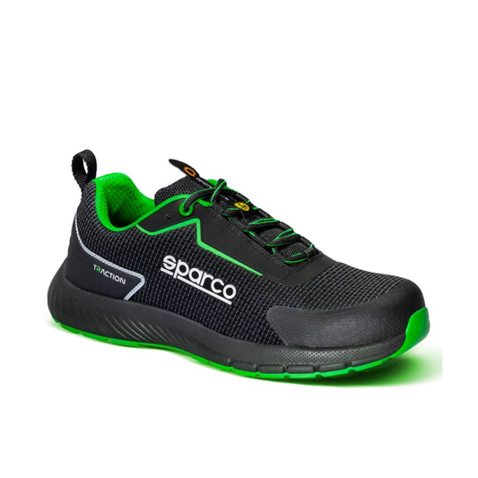 SPARCO ZAPATILLAS DE SEGURIDAD COLOR NEGRO C/ VERDE
