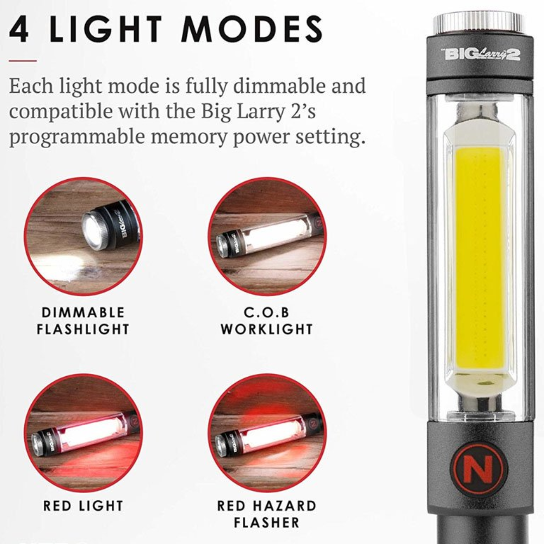 NEBO LINTERNA BIG LARRY 2 COLOR ROJO DE 500 LÚMENES CON MODO DE LUZ DE PELIGRO