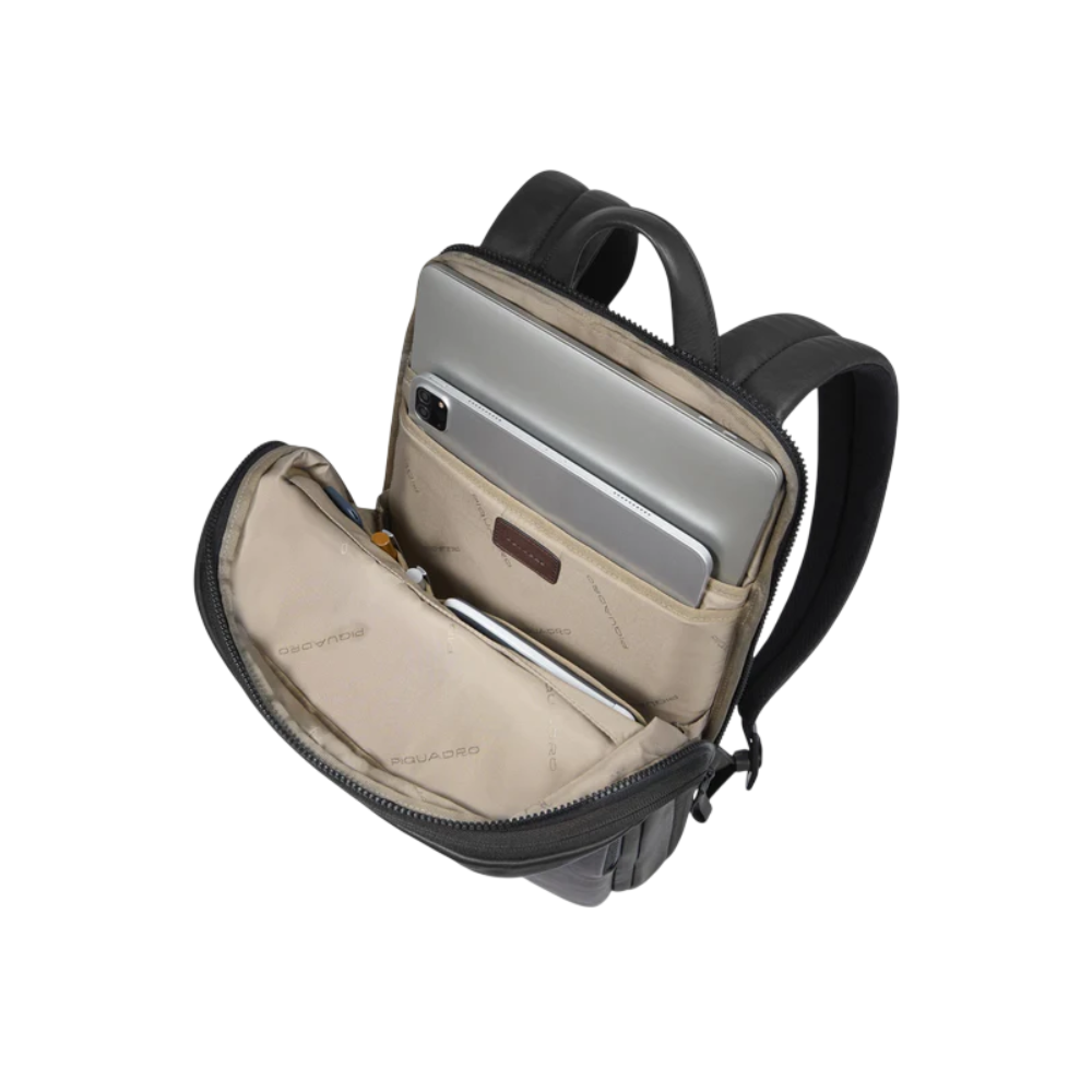 PIQUADRO MOCHILA FINA EXPANDIPLE DE 14" COLOR GRIS