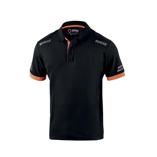 SPARCO POLO TECH TOLEDO C/ CUELLO PLOMO CON BORDES NARANJAS