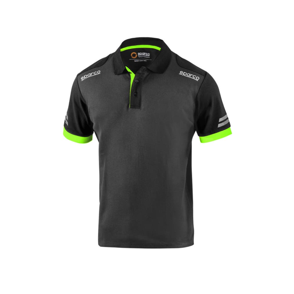 SPARCO POLO TECH TOLEDO C/ CUELLO PLOMO CON BORDES VERDES
